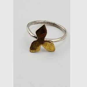 BRASS FLOWER MINIMILISTIC RING STERLING SILVER RING BAND SIZE 7